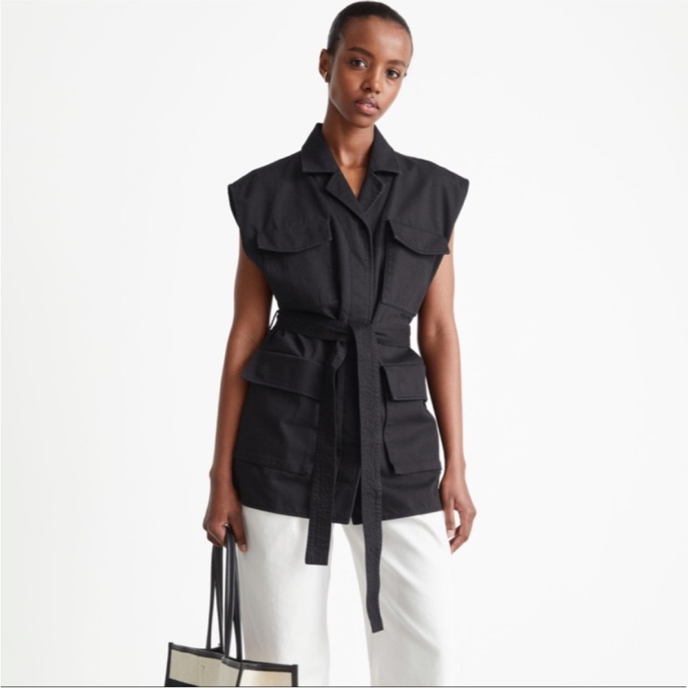& Other Stories Black Belted Utility Tunic Vest Size Small